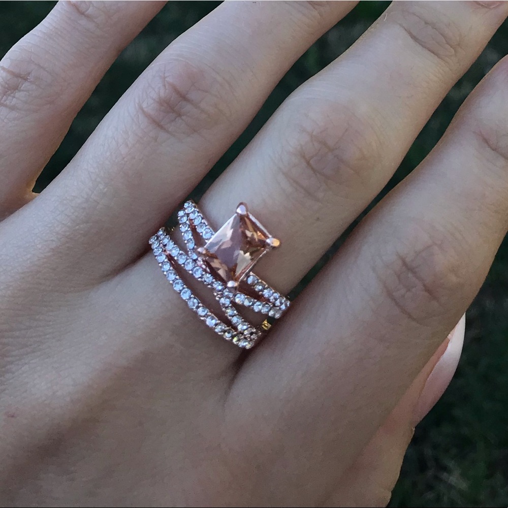 NET Rose gold champagne cz stone ring - Picture 4 of 5